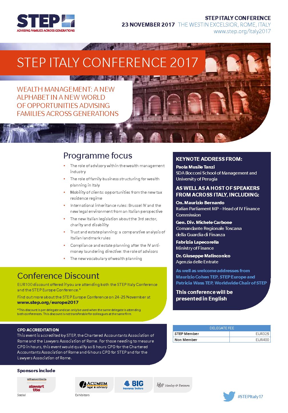 Vi segnaliamo le Conferenze STEP ITALY e STEP EUROPE che si terranno a Roma