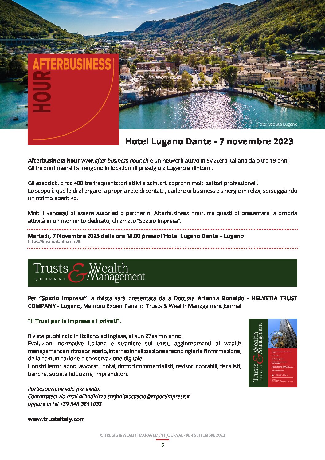 EVENTO LUGANO 7 NOVEMBRE 2023